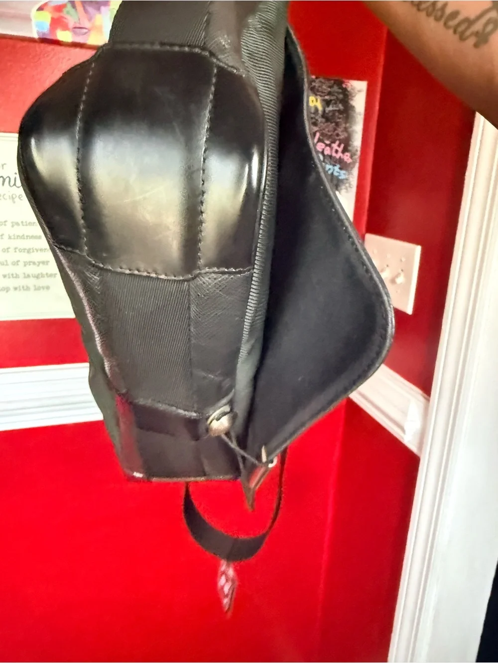 Louis Vuitton Black Leather Messenger Bag